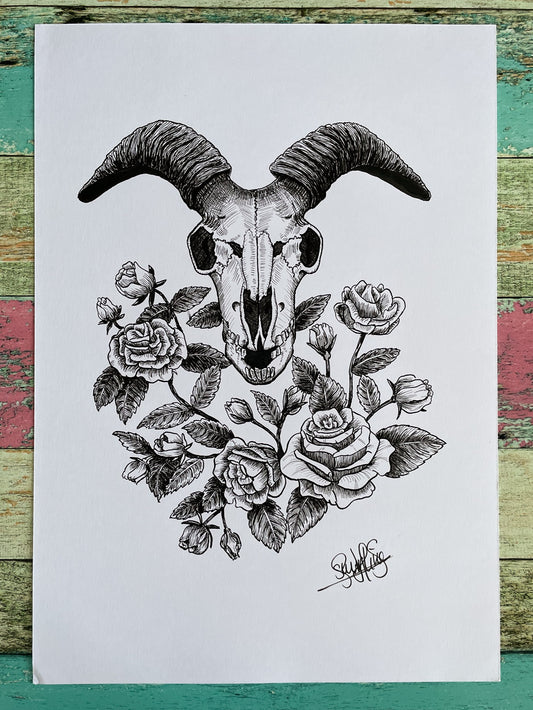 Goat Skull and Roses
